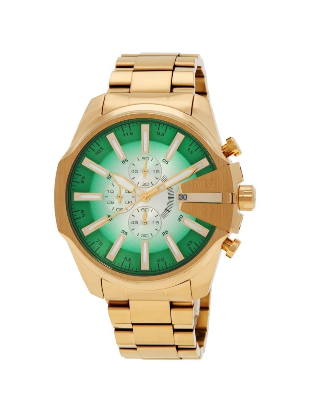 NWT Diesel Mega Chief Chronograph Quartz Green Dial Men's Watch